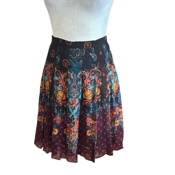 VTG Pleated Sheer Fit & Flare Skirt Whimsigoth Fairy Grunge Floral Boho Cottage - Picture 1 of 10